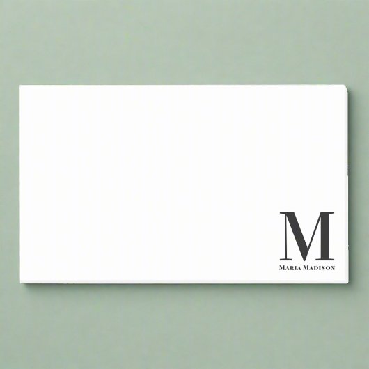 Modern Monogrammed Zwart-wit Initiaal Naam Post-it® Notes