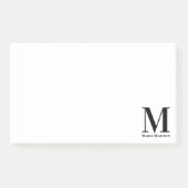 Modern Monogrammed Zwart-wit Initiaal Naam Post-it® Notes (Voorkant)