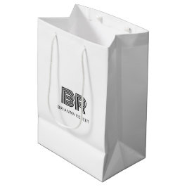 Modern Monogrammering Logo Stijlvol Wit Medium Cadeauzakje