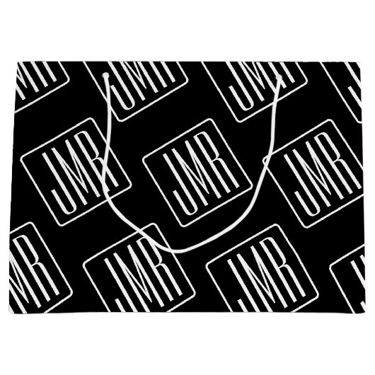 Modern Monogrammotief | Zwart & Wit Groot Cadeauzakje (Voorkant)