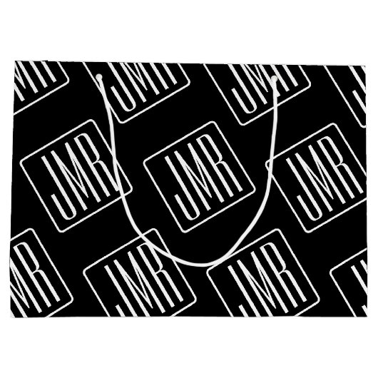 Modern Monogrammotief | Zwart & Wit Groot Cadeauzakje (Achterkant)