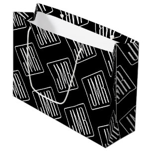 Modern Monogrammotief Zwart & Wit Groot Cadeauzakje