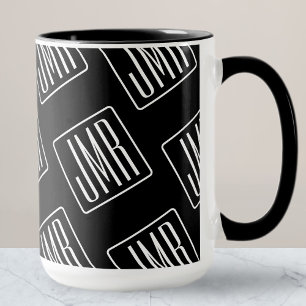Modern Monogrammotief Zwart & Wit Mok