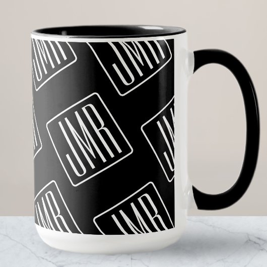Modern Monogrammotief | Zwart & Wit Mok