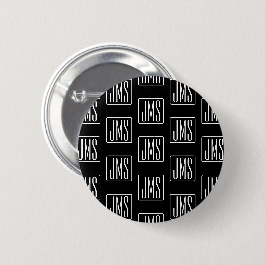 Modern Monogrammotief | Zwart & Wit Ronde Button 5,7 Cm (Voorkant /achterkant)