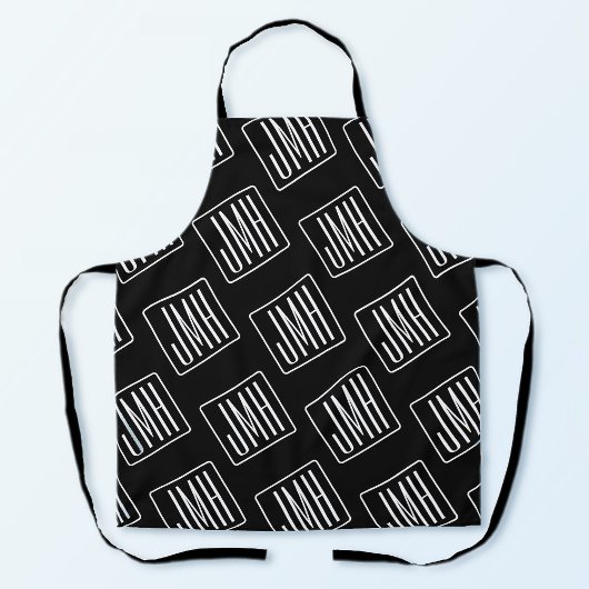 Modern Monogrammotief | Zwart & Wit Schort