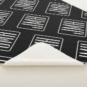 Modern Monogrammotief | Zwart & Wit Sherpa Deken (3/4)
