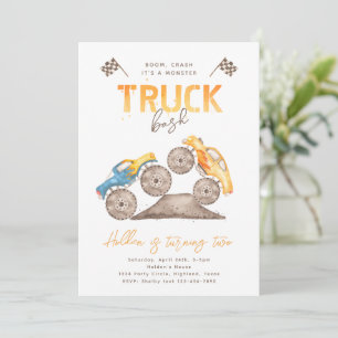 Modern Monster Truck Invitation   Vrachtwagens Kaart