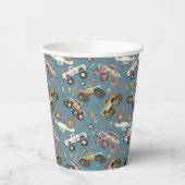 Modern Monster Truck Verjaardag Waterverf Blauw Papieren Bekers (Links)