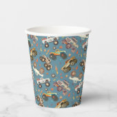 Modern Monster Truck Verjaardag Waterverf Blauw Papieren Bekers (Voorkant)