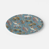 Modern Monster Truck Verjaardag Waterverf Blauw Papieren Bordje (Gekanteld)