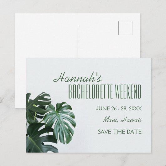 Modern Monstera Bachelorette Weekend Briefkaart (Voorkant / Achterkant)