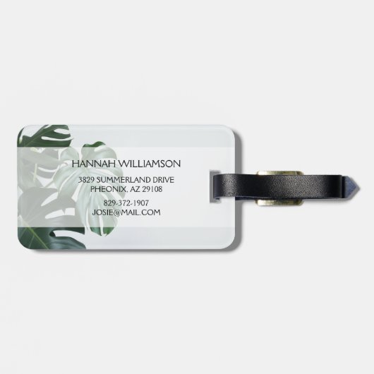 Modern Monstera Bagagelabel (Achterkant horizontaal)