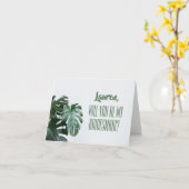 Modern Monstera Bridesmaid Kaart (Gele Bloem)