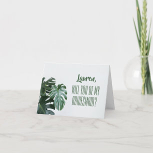 Modern Monstera Bridesmaid Kaart