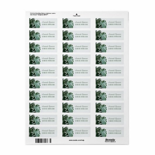 Modern Monstera Etiket (Full Sheet)