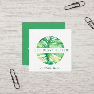 MODERN MONSTERA LEAF LOGO botanisch leven groen Vierkante Visitekaartje