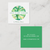 MODERN MONSTERA LEAF LOGO botanisch leven groen Vierkante Visitekaartje (Voorkant / Achterkant)