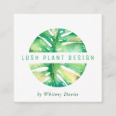 MODERN MONSTERA LEAF LOGO botanisch leven groen Vierkante Visitekaartje (Voorkant)