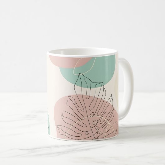 Modern Monstera Leaf Pattern Koffiemok (Voorkant rechts)