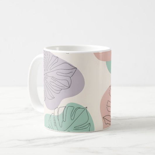 Modern Monstera Leaf Pattern Koffiemok (Voorkant links)