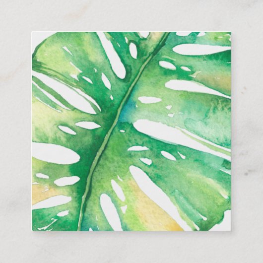 MODERN MONSTERA LEAF stijlvolle gezondheid groen Vierkante Visitekaartje (Achterkant)