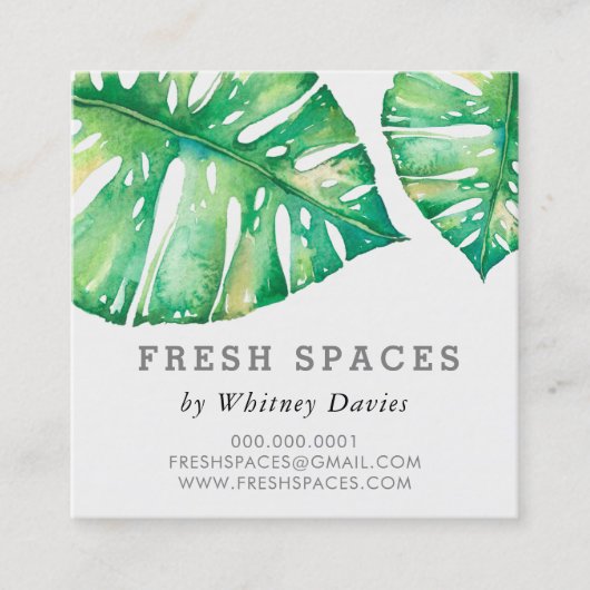 MODERN MONSTERA LEAF stijlvolle gezondheid groen Vierkante Visitekaartje (Voorkant)