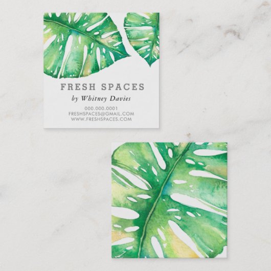 MODERN MONSTERA LEAF stijlvolle gezondheid groen Vierkante Visitekaartje (Voorkant / Achterkant)