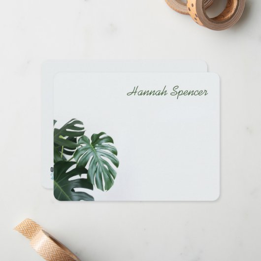 Modern Monstera Notitiekaartje (Voorkant / Achterkant in situ)
