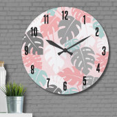 Modern Monstera Tropisch Patroon Grote Klok