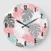 Modern Monstera Tropisch Patroon Grote Klok (Voorkant)