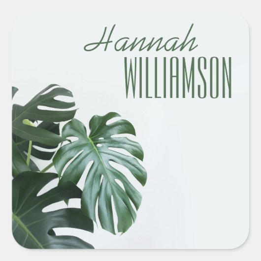 Modern Monstera Vierkante Sticker (Voorkant)