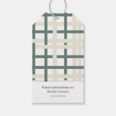Modern Montauk Grid Groen & Beige Cadeaulabel (Voorkant)