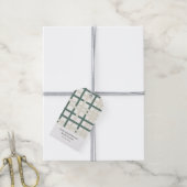 Modern Montauk Grid Groen & Beige Cadeaulabel (Met Touw)