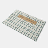 Modern Montauk Grid Groen & Beige Deurmat (Schuin)