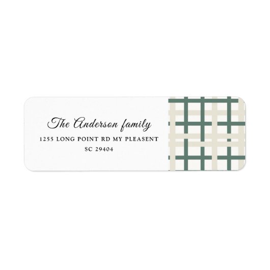 Modern Montauk Grid Groen & Beige Etiket (Voorkant)
