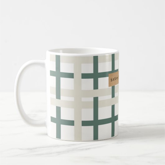 Modern Montauk Grid Groen & Beige Koffiemok (Links)