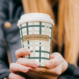 Modern Montauk Grid Groen & Beige Papieren Bekers