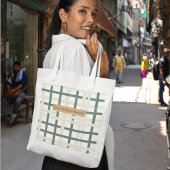 Modern Montauk Grid Groen & Beige Tote Bag