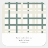 Modern Montauk Grid Groen & Beige Vierkante Sticker (Voorkant)