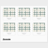 Modern Montauk Grid Groen & Beige Vierkante Sticker (Vel)