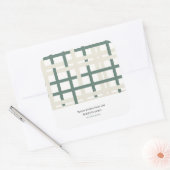 Modern Montauk Grid Groen & Beige Vierkante Sticker (Envelop)