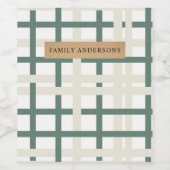 Modern Montauk Grid Groen & Beige Wijn Etiket (Enkel label)