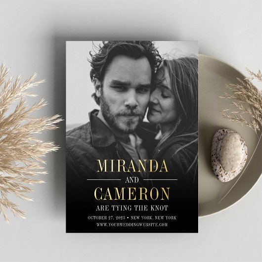 Modern Mood | De foto bewaart de Datum Folie Uitnodiging