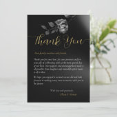 Modern Moody Black Dark Floral Weddenschap bedankt Kaart (Staand voorkant)