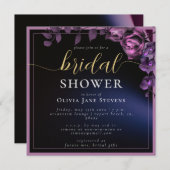 Modern Moody Black Dark Paars Lijst Vrijgezellenfe Kaart (Voorkant / Achterkant)