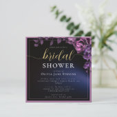 Modern Moody Black Dark Paars Lijst Vrijgezellenfe Kaart (Staand voorkant)