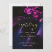 Modern Moody Black Paars Bright Floral Wedding Kaart (Voorkant)