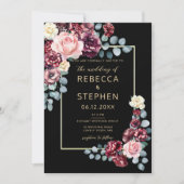 Modern Moody Dark Burgundy Violet Black Wedding Kaart (Voorkant)