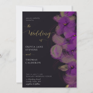 Modern Moody Dark Paarse orchideeën met grote wedd Kaart